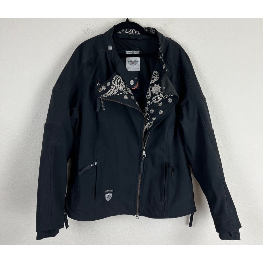 Harley-Davidson Black Women's Moto Jacket with Bandana-Print Lining